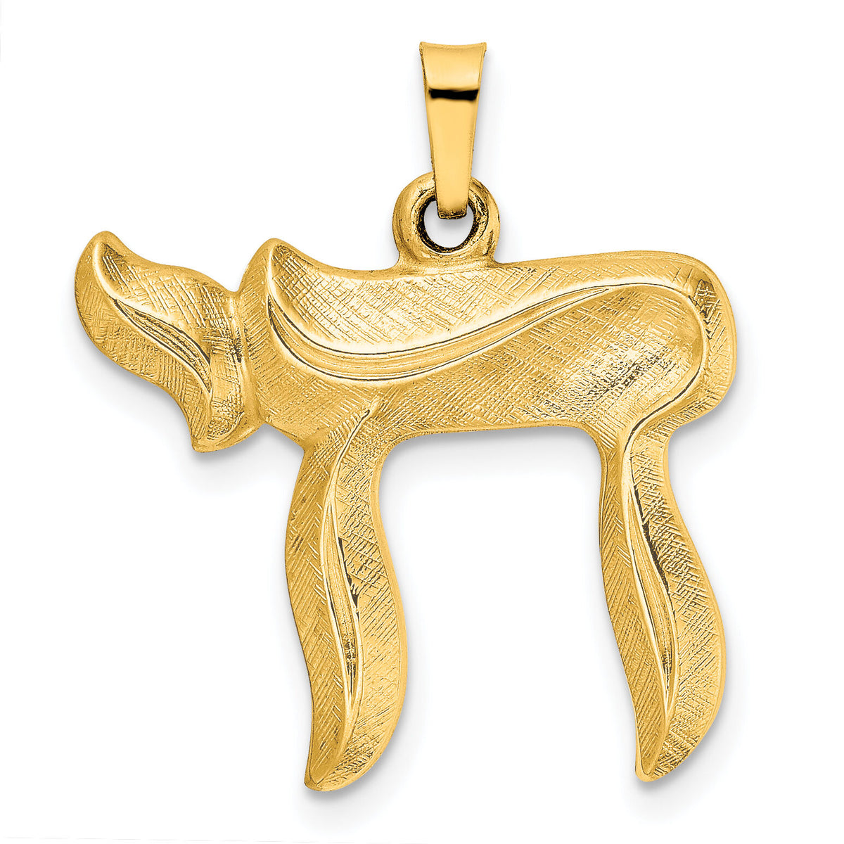 14k Brushed Solid Chai Symbol Pendant-XR2005