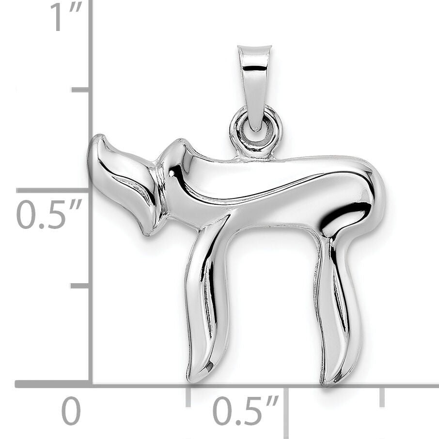 14k White Gold Polished Hollow Chai Symbol Pendant-XR2009