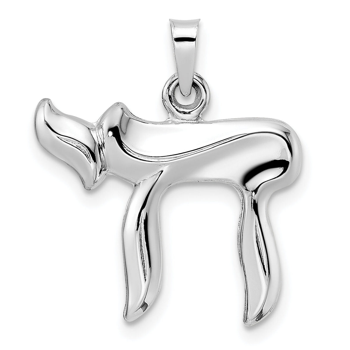 14k White Gold Polished Hollow Chai Symbol Pendant-XR2009