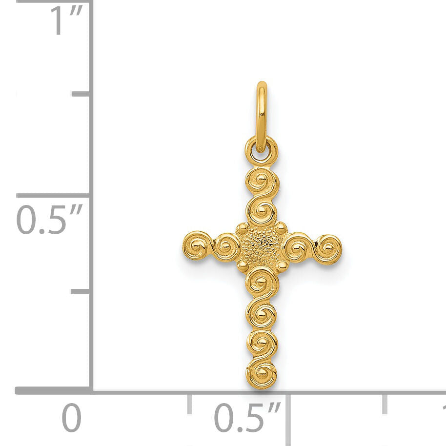 14k Small Polished Cross Charm-XR201