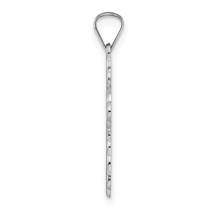14k White Gold Polished Eastern Orthodox Solid Cross Pendant-XR2012