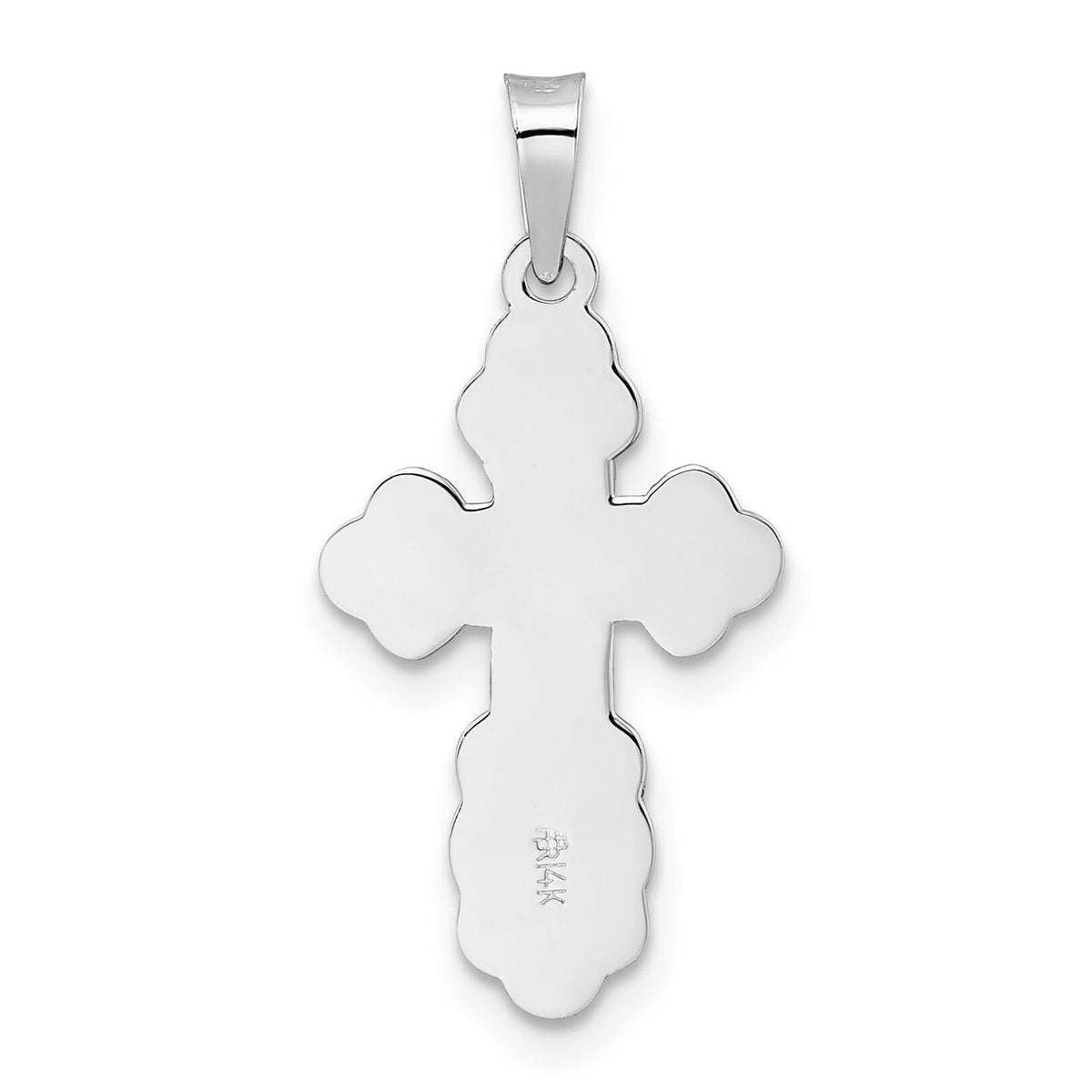 14k White Gold Polished Eastern Orthodox Solid Cross Pendant-XR2012