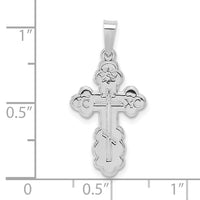 14k White Gold Polished Eastern Orthodox Solid Cross Pendant-XR2012