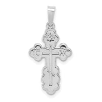 14k White Gold Polished Eastern Orthodox Solid Cross Pendant-XR2012