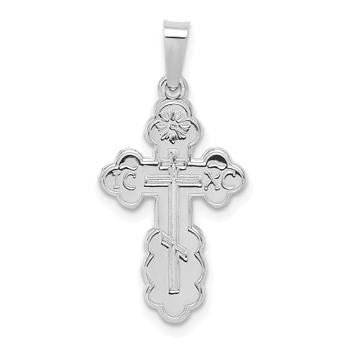 14k White Gold Polished Eastern Orthodox Solid Cross Pendant-XR2012