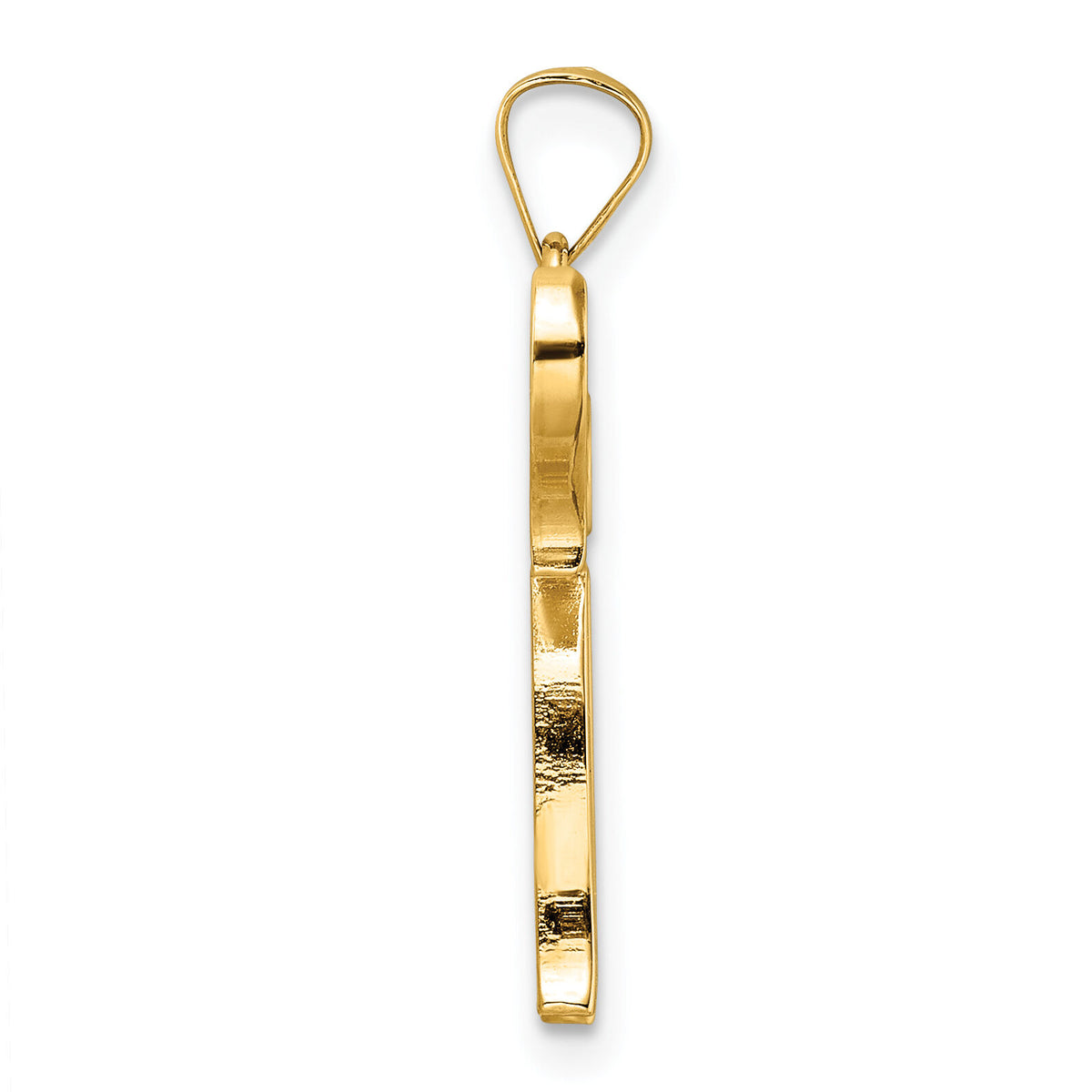 14k Polished and Textured Solid Chai Symbol Pendant-XR2013
