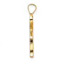 14k Polished and Textured Solid Chai Symbol Pendant-XR2013