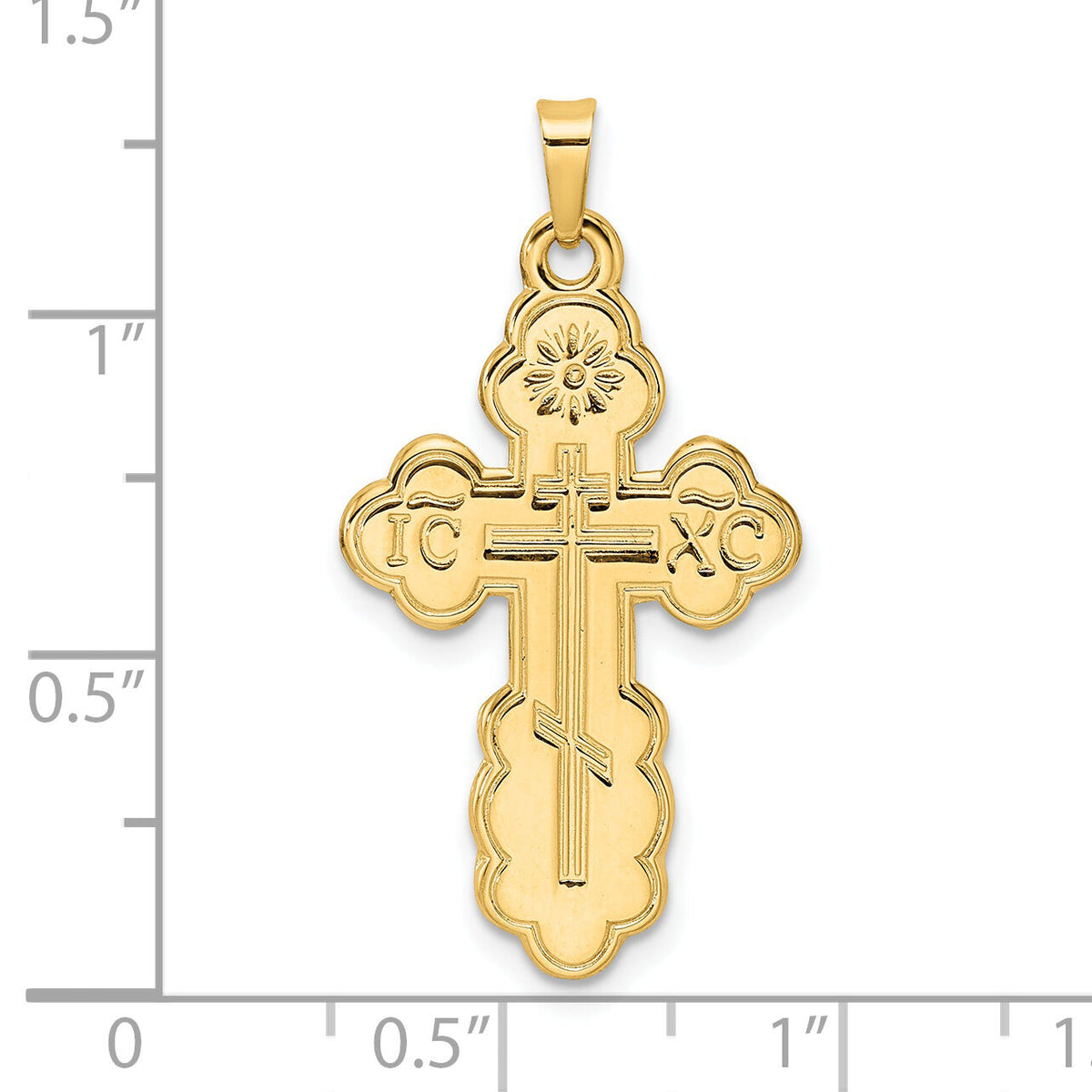 14k Polished Eastern Orthodox Solid Cross Pendant-XR2014