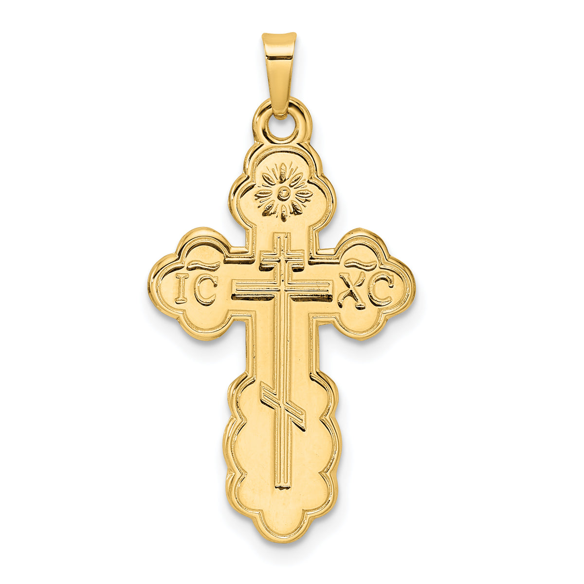 14k Polished Eastern Orthodox Solid Cross Pendant-XR2014