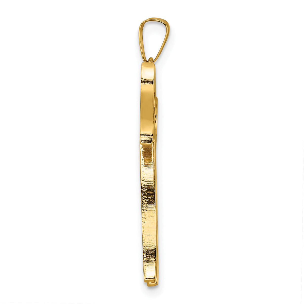 14k Polished and Textured Solid Chai Symbol Pendant-XR2015