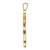 14k Polished and Textured Solid Chai Symbol Pendant-XR2015