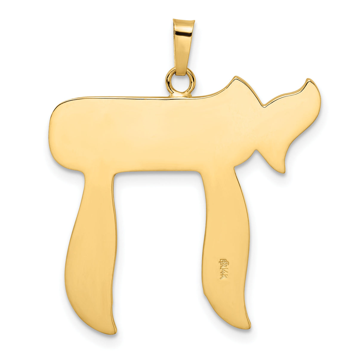 14k Polished and Textured Solid Chai Symbol Pendant-XR2015
