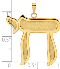 14k Polished and Textured Solid Chai Symbol Pendant-XR2015
