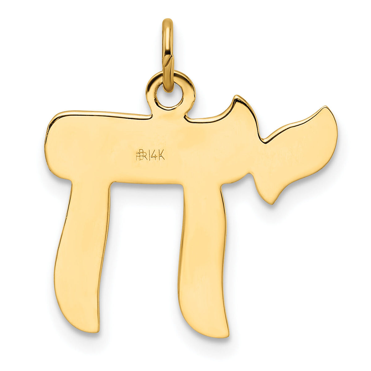 14k Polished and Textured Solid Chai Symbol Pendant-XR2017