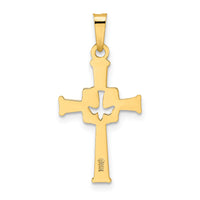 14k Polished Cut Out Solid Dove Cross Pendant-XR2020
