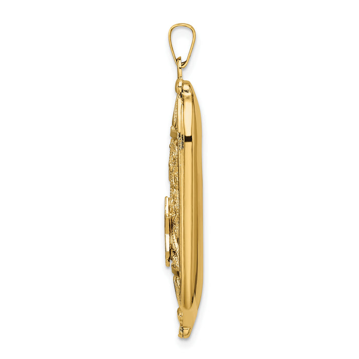 14k Polished Mezuzah Enameled Star Pendant-XR2023