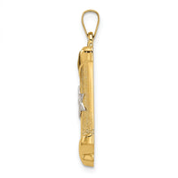 14k Two-tone Polished/Textured Hollow Torah Scroll Pendant-XR2025