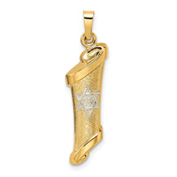 14k Two-tone Polished/Textured Hollow Torah Scroll Pendant-XR2025