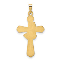 14k w/Rhodium Polished Hollow Praying Hands Cross Pendant-XR2026