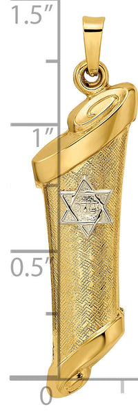 14k Two-tone Hollow Torah Scroll and Star Pendant-XR2027