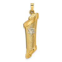 14k Two-tone Hollow Torah Scroll and Star Pendant-XR2027