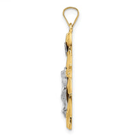 14k Two-tone Polished Hollow INRI Crucifix Twisted Cross Pendant-XR2032