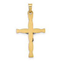 14k Two-tone Polished Hollow INRI Crucifix Twisted Cross Pendant-XR2032