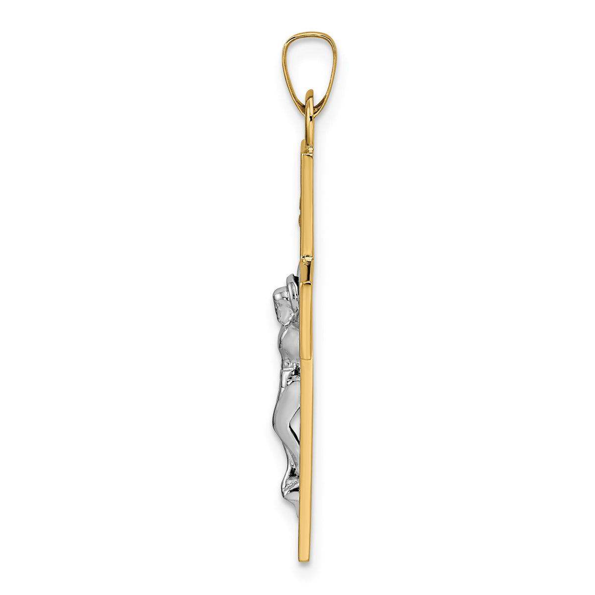 14k Two-tone Polished Solid INRI Crucifix Pendant-XR2040