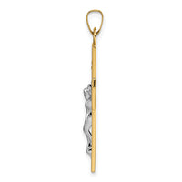 14k Two-tone Polished Solid INRI Crucifix Pendant-XR2040