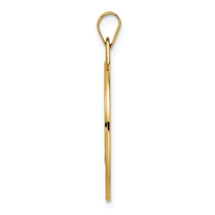 14k Polished Solid Mazel Symbol Disc Pendant-XR2043