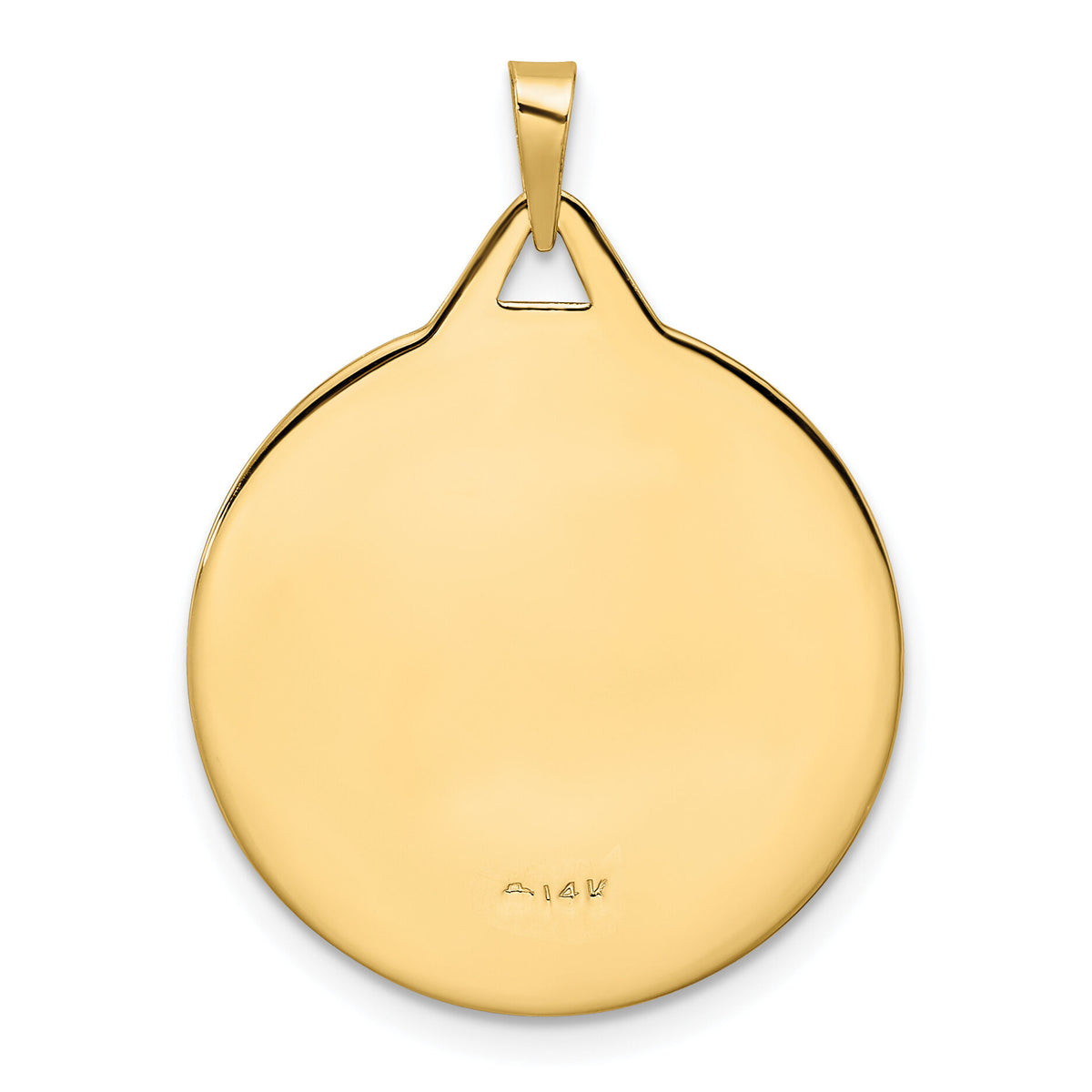 14k Polished Solid Mazel Symbol Disc Pendant-XR2043