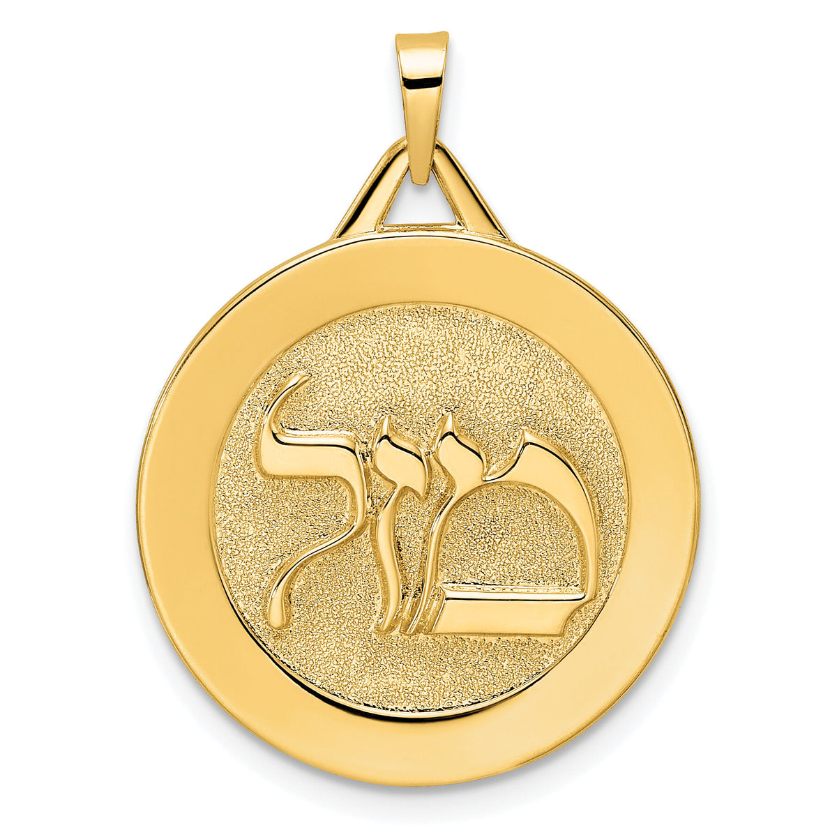 14k Polished Solid Mazel Symbol Disc Pendant-XR2043