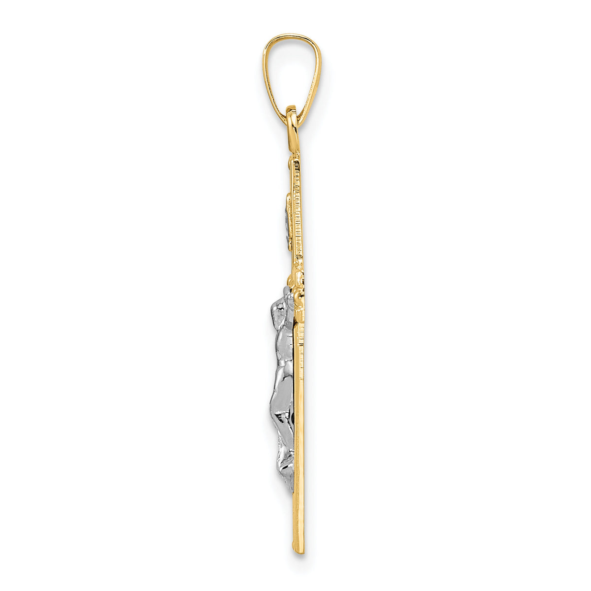 14k Two-tone Polished Solid INRI Crucifix Pendant-XR2044