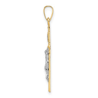 14k Two-tone Polished Solid INRI Crucifix Pendant-XR2044
