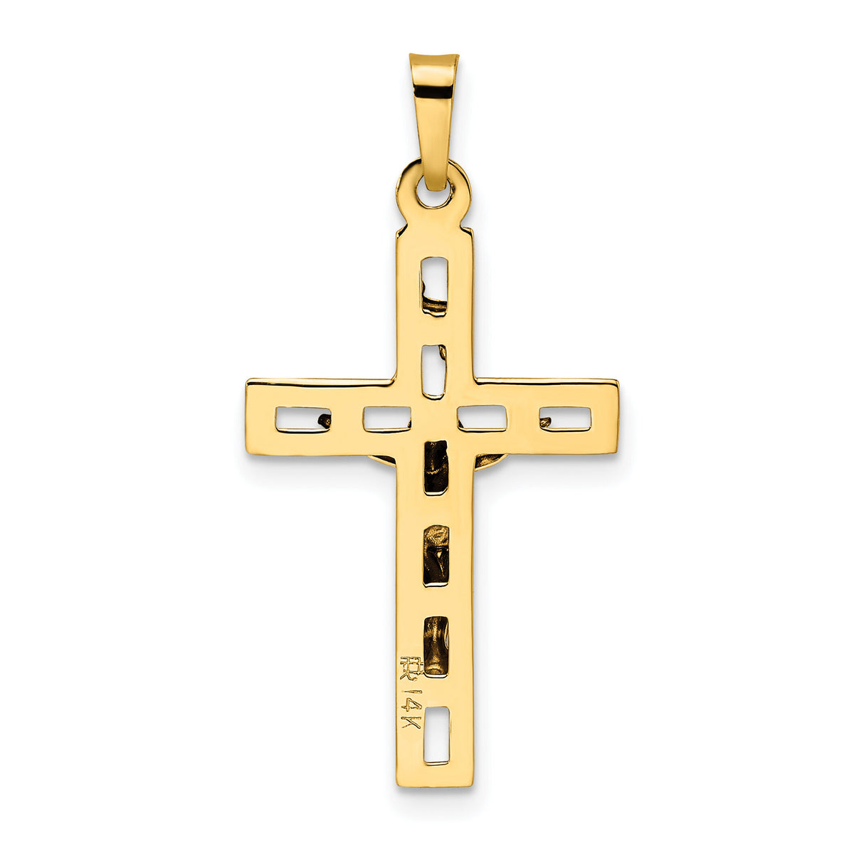 14k Two-tone Polished Solid INRI Crucifix Pendant-XR2044