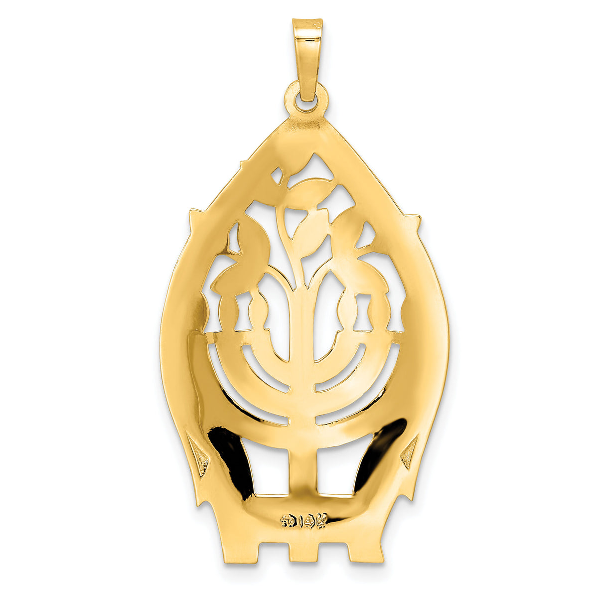 14k Polished Hollow Menorah Tree of Life Pendant-XR2045