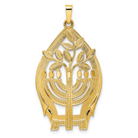 14k Polished Hollow Menorah Tree of Life Pendant-XR2045