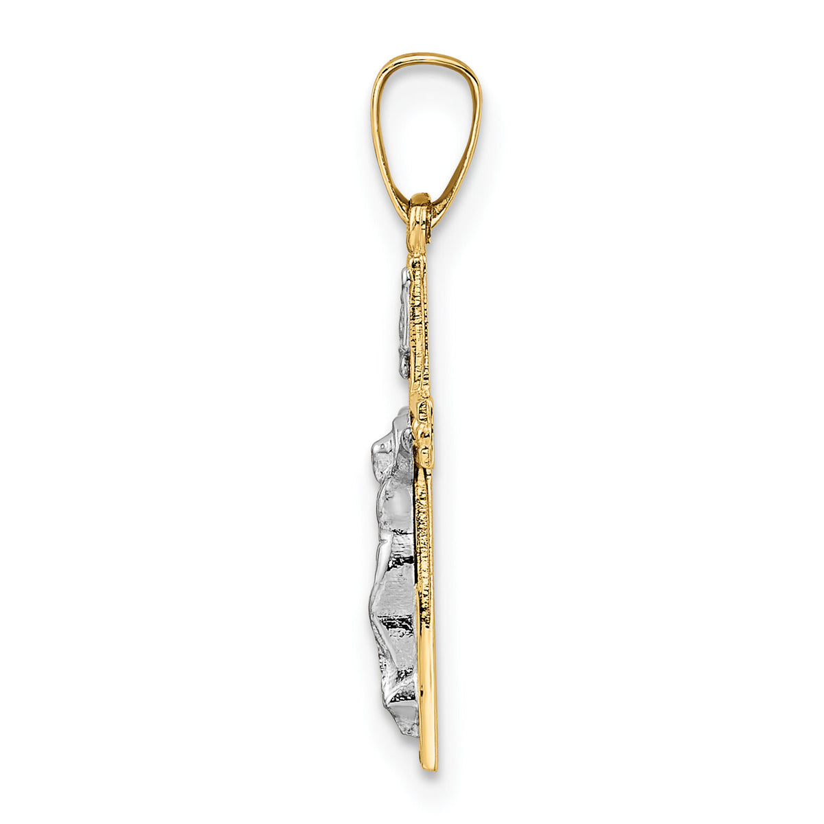 14k Two-tone Polished Solid INRI Crucifix Pendant-XR2048