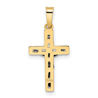 14k Two-tone Polished Solid INRI Crucifix Pendant-XR2048