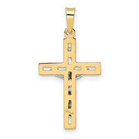 14k Two-tone Polished Solid INRI Crucifix Pendant-XR2050