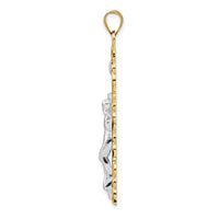 14k Two-tone Polished Solid INRI Crucifix Pendant-XR2051
