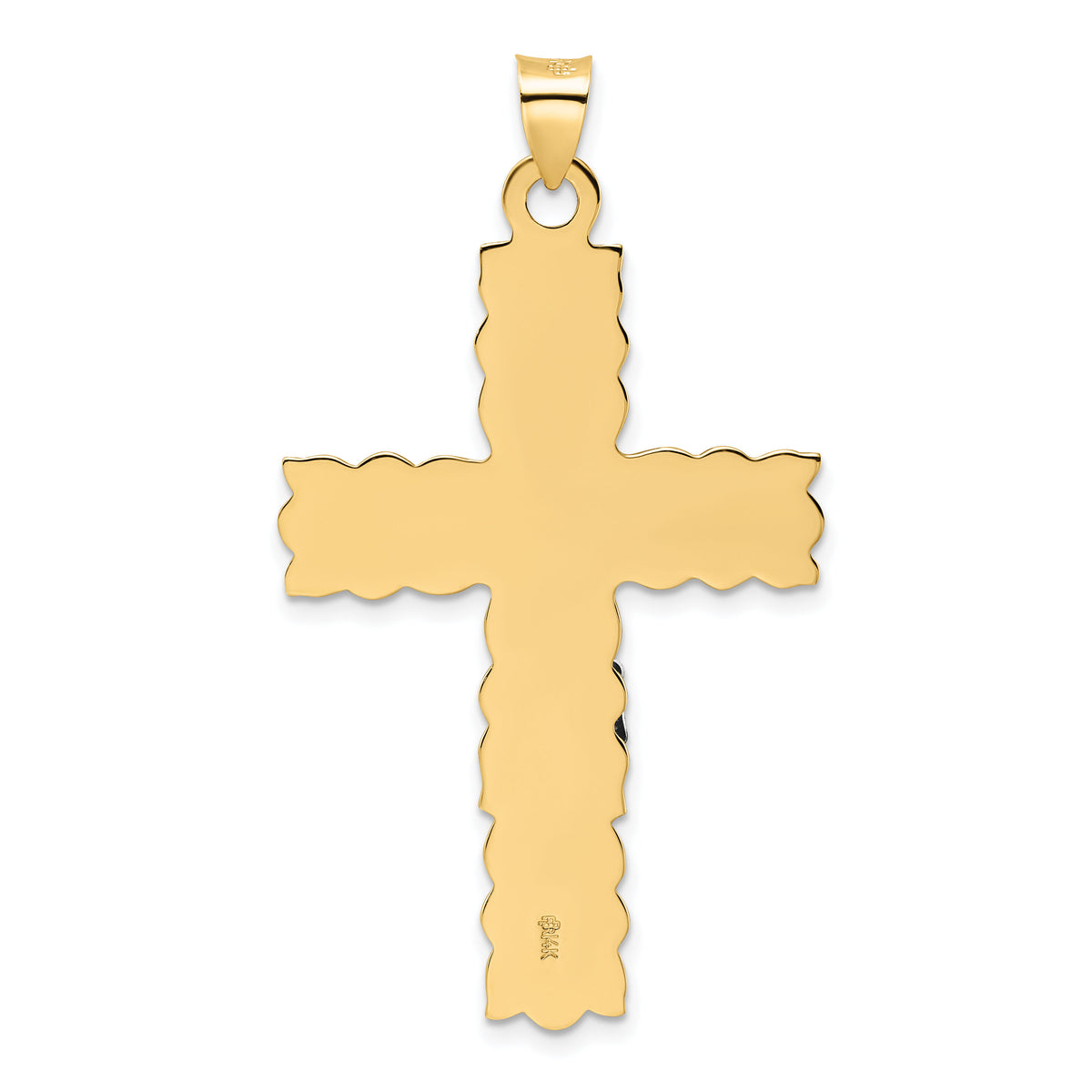 14k Two-tone Polished Solid INRI Crucifix Pendant-XR2051