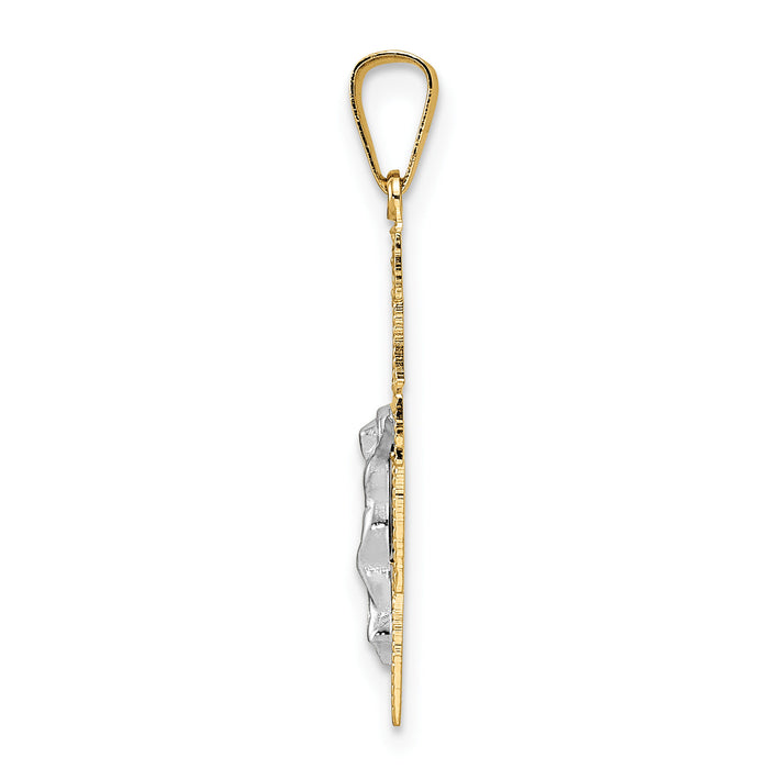 14k Two-tone Solid Crucifix Pendant-XR2052