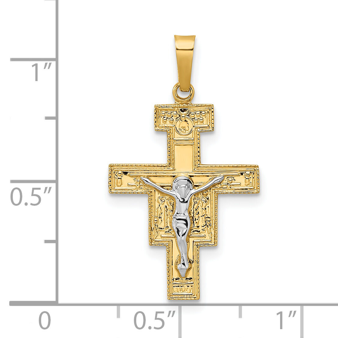 14k Two-tone Solid Crucifix Pendant-XR2052