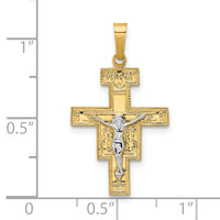 14k Two-tone Solid Crucifix Pendant-XR2052