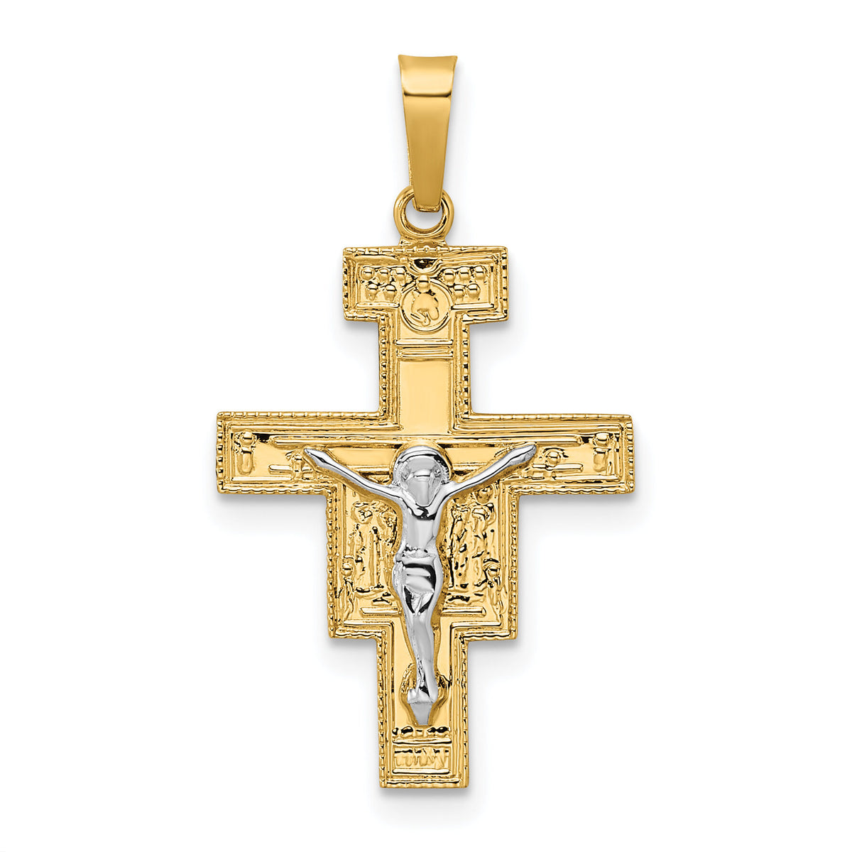 14k Two-tone Solid Crucifix Pendant-XR2052