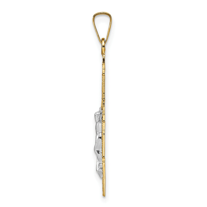 14k Two-tone Solid Crucifix Pendant-XR2053