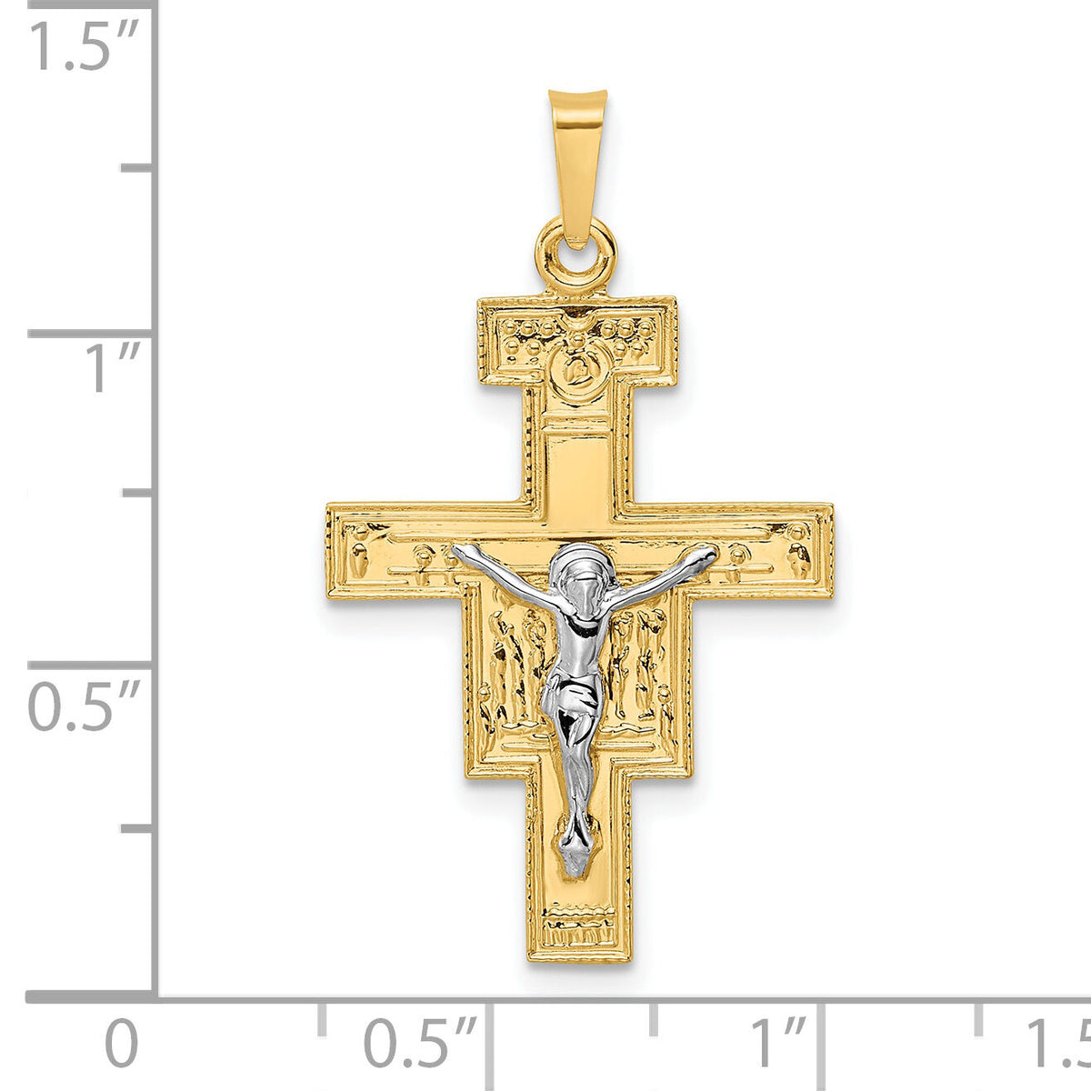 14k Two-tone Solid Crucifix Pendant-XR2053