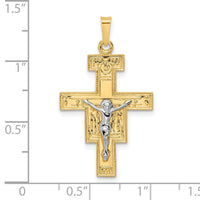 14k Two-tone Solid Crucifix Pendant-XR2053