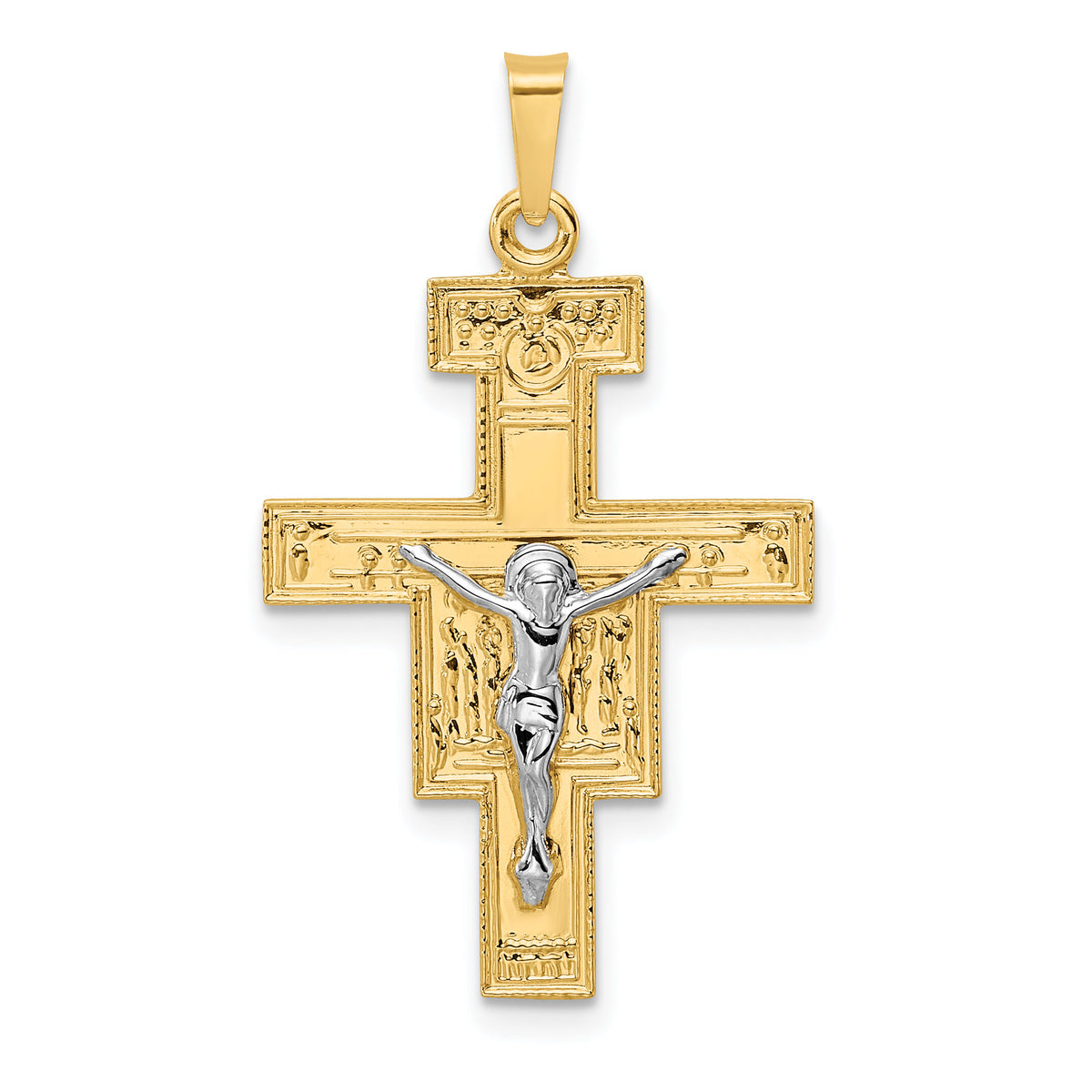 14k Two-tone Solid Crucifix Pendant-XR2053